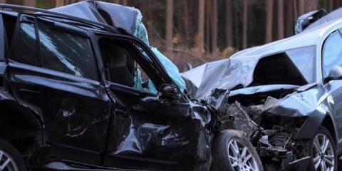 Two cars totally wrecked