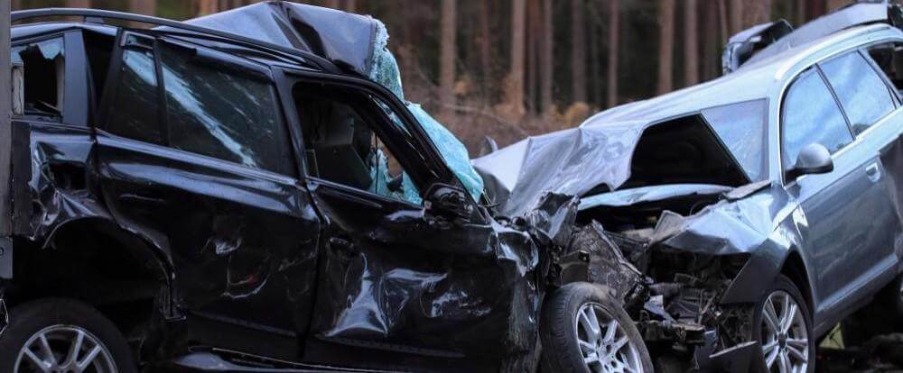Head on collision - two cars